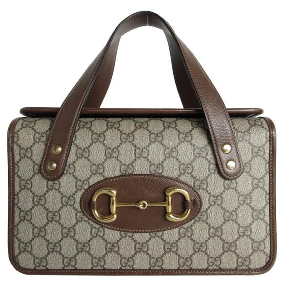 Auth GUCCI GG SupremeHandbag Beige / brown PVC/leather